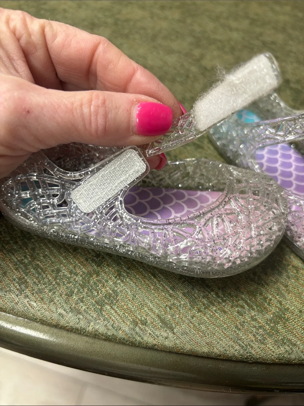 wonder nation Silver Glitter Jelly Mary Janes with Pink and Purple Insole